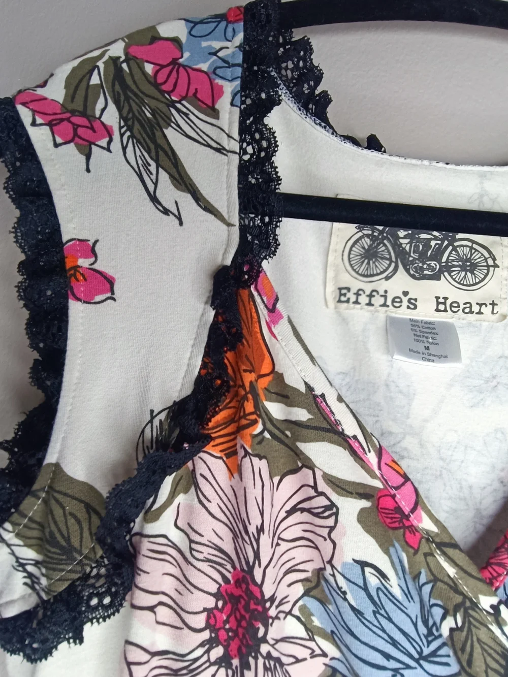 Effie's Heart Stargazing Midi Dress  Floraison Floral Print Black Ruffle Trim M - Picture 4 of 11
